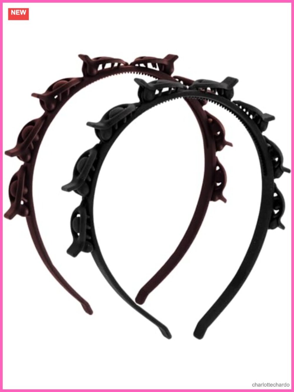 2Pc Flocking Double Layer Clip Headband Set Hair Accessories